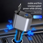 "4 - in - 1 Retractable Car Charger 120W Fast Charging Adapter with Dual USB Ports – Universal Compatibility - BuyfromSwiss