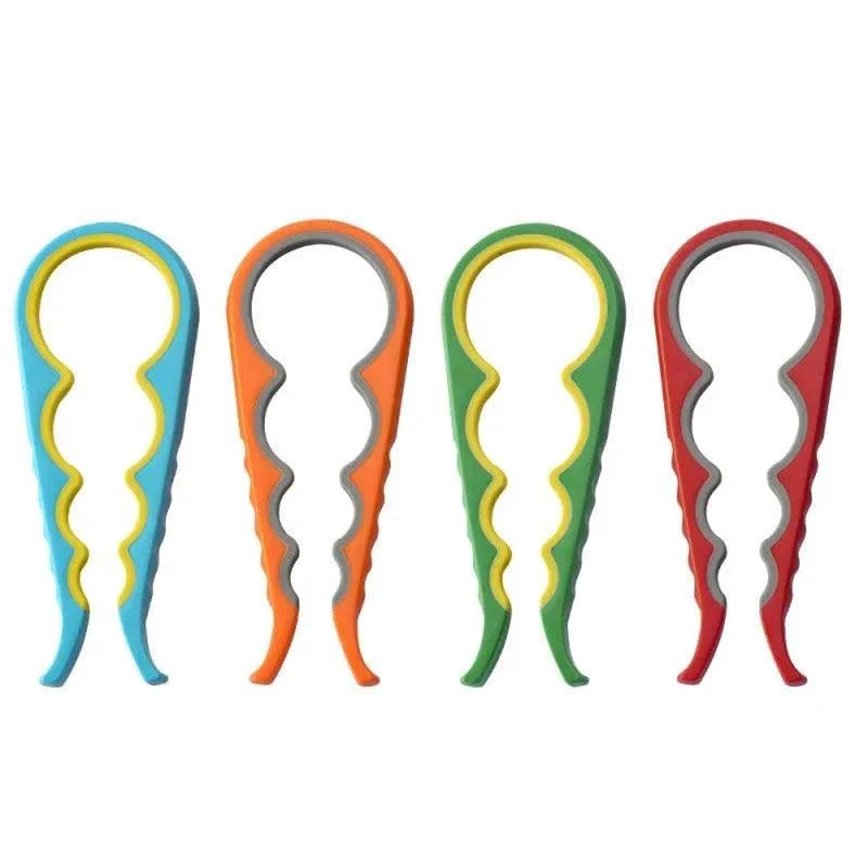 4-in-1 Küchenutensil Flaschenöffner mit rutschfestem Griff in vier Farben