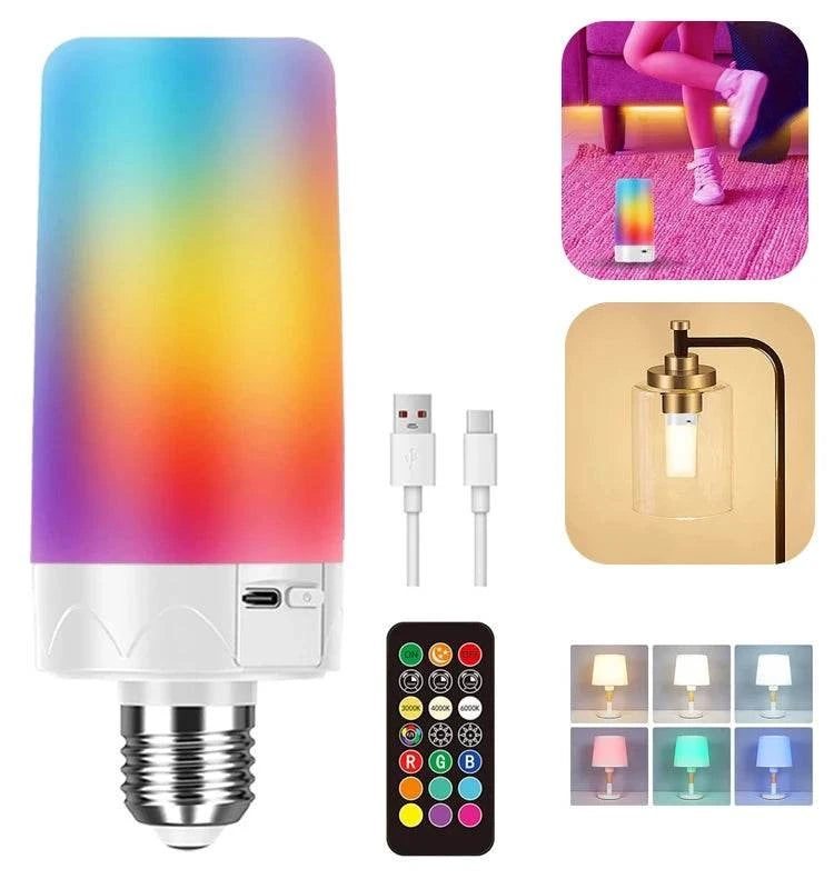 Rechargeable Emergency LED Bulb E27 – RGB Dimmable with Remote
