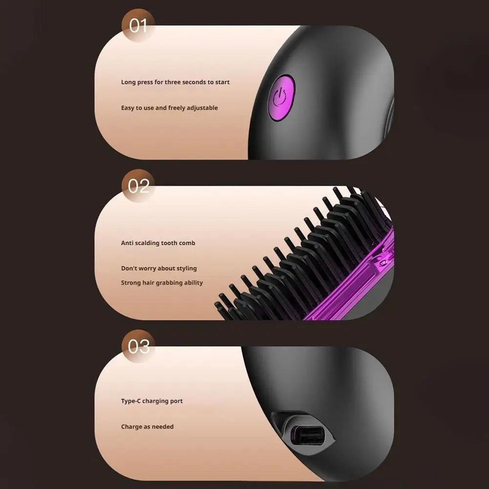 Rechargeable Mini Hair Straightener Comb