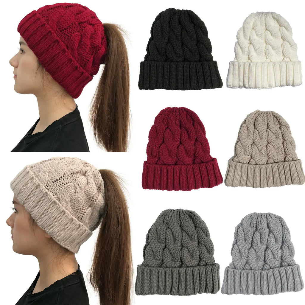 Women Warm Beanie Winter Hat – Knitted Pom Pom Cap