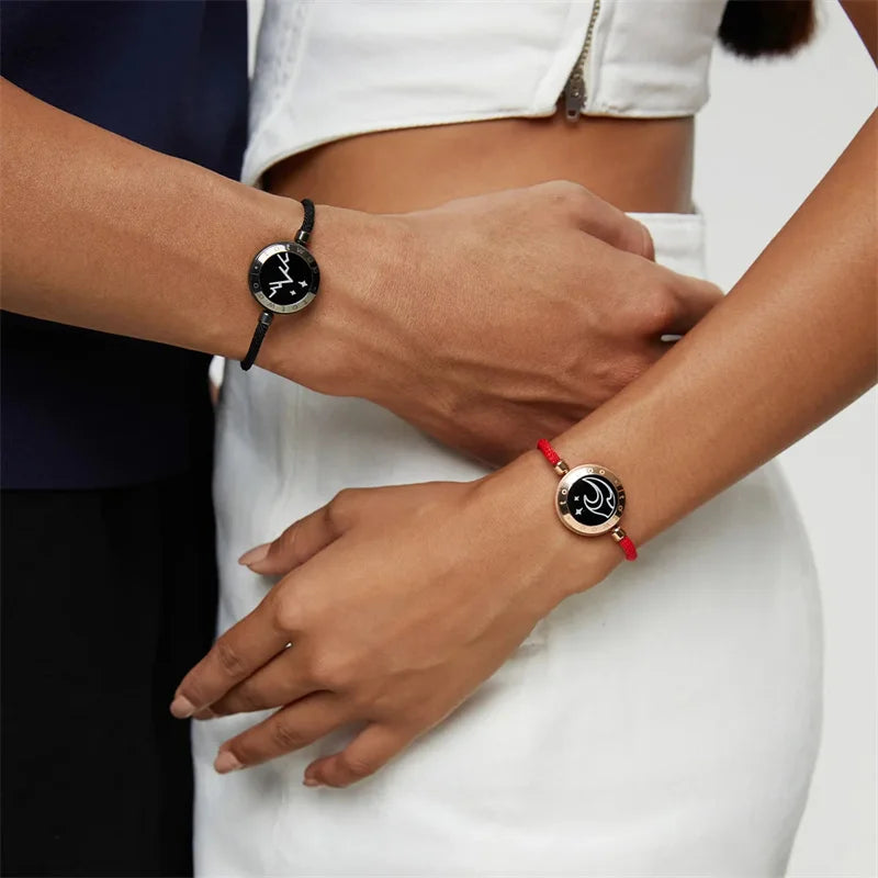 TOTWOO Long Distance Touch Bracelets for Couples, Vibration & Light up for Love Couples Bracelets,Mountain&Sea Touch Bracelets