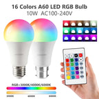 Color Changing LED Bulb – RGBW, Dimmable, Remote