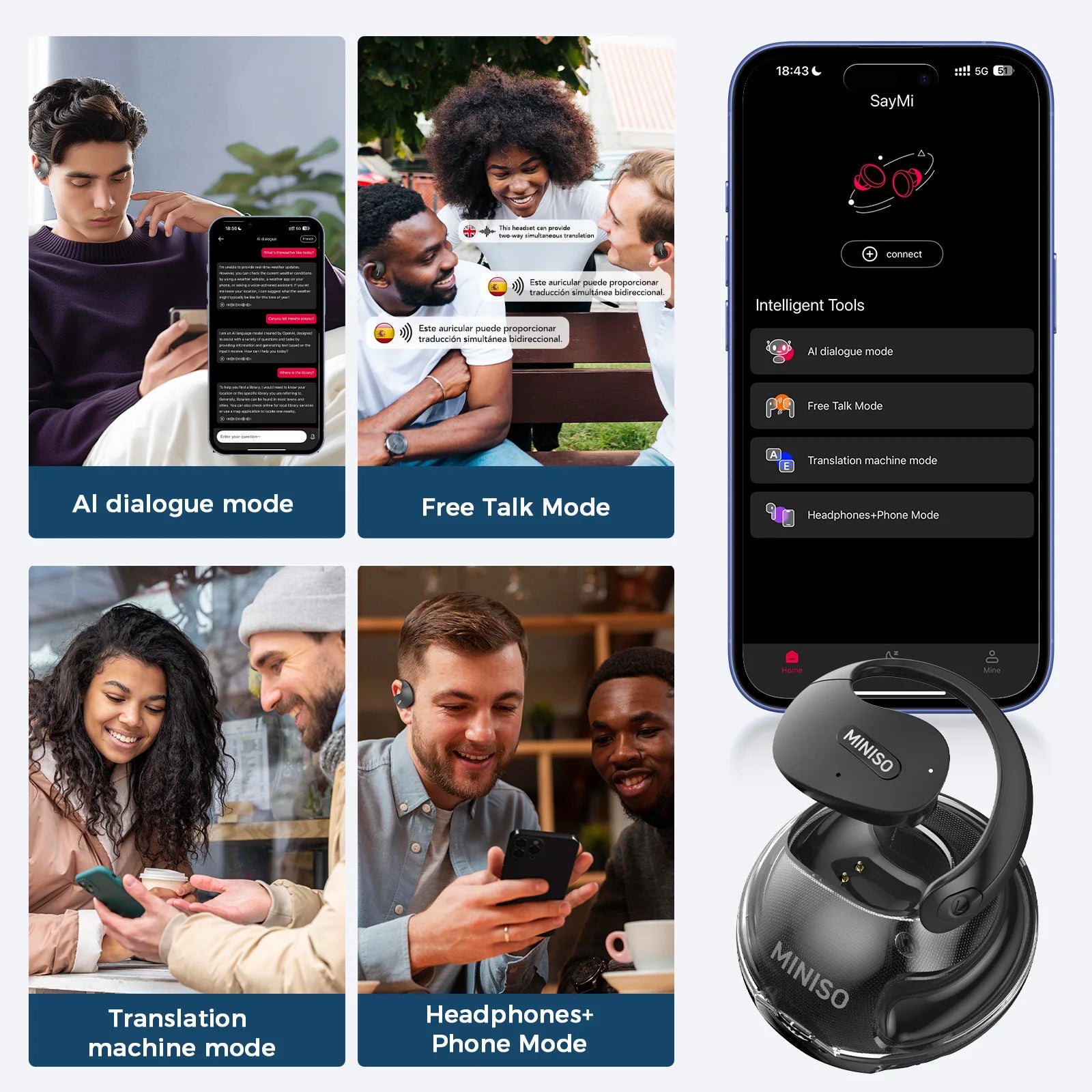 AI Translator Bluetooth Earbuds | Language Translation